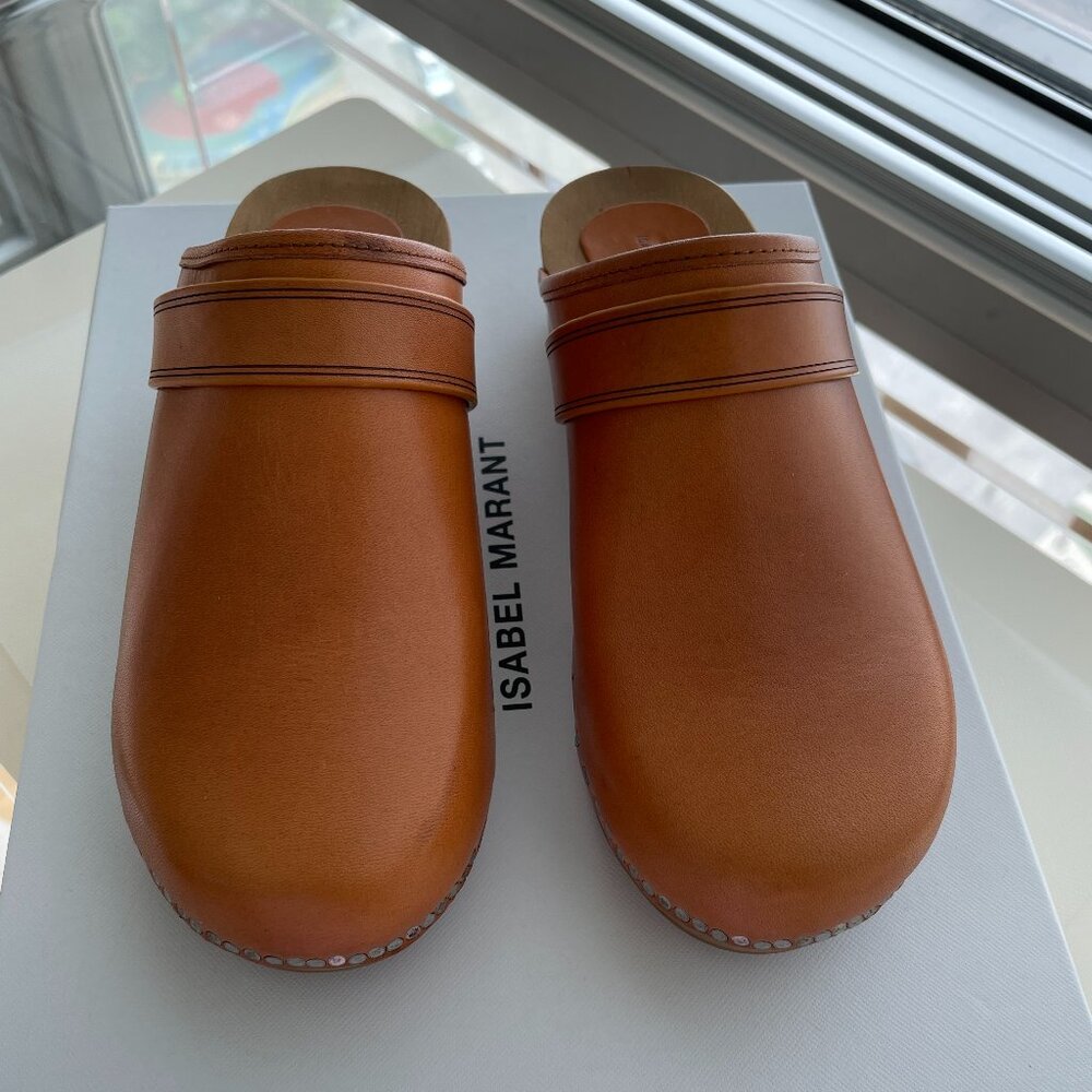 ISABEL MARANT Thalie leather clogs/ Color: Natural (Tan)